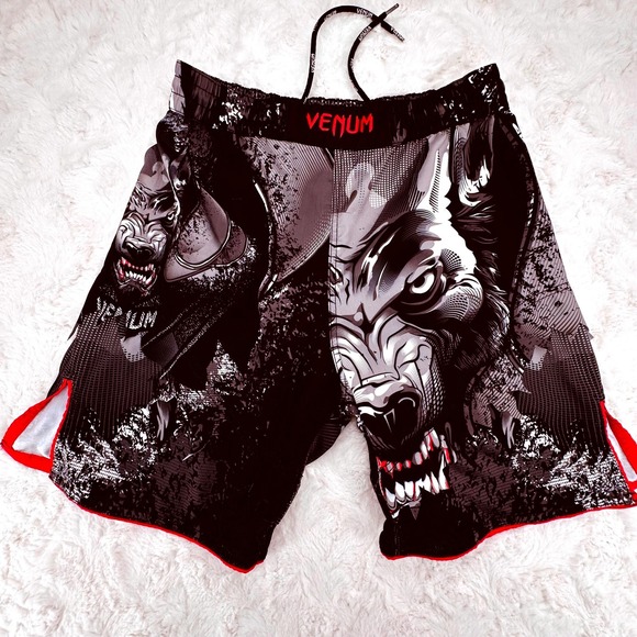 Venum Other - Venum Werewolf MMA Fight Shorts Mens Large Black Red Wolf Graphic Muay Thai BJJ